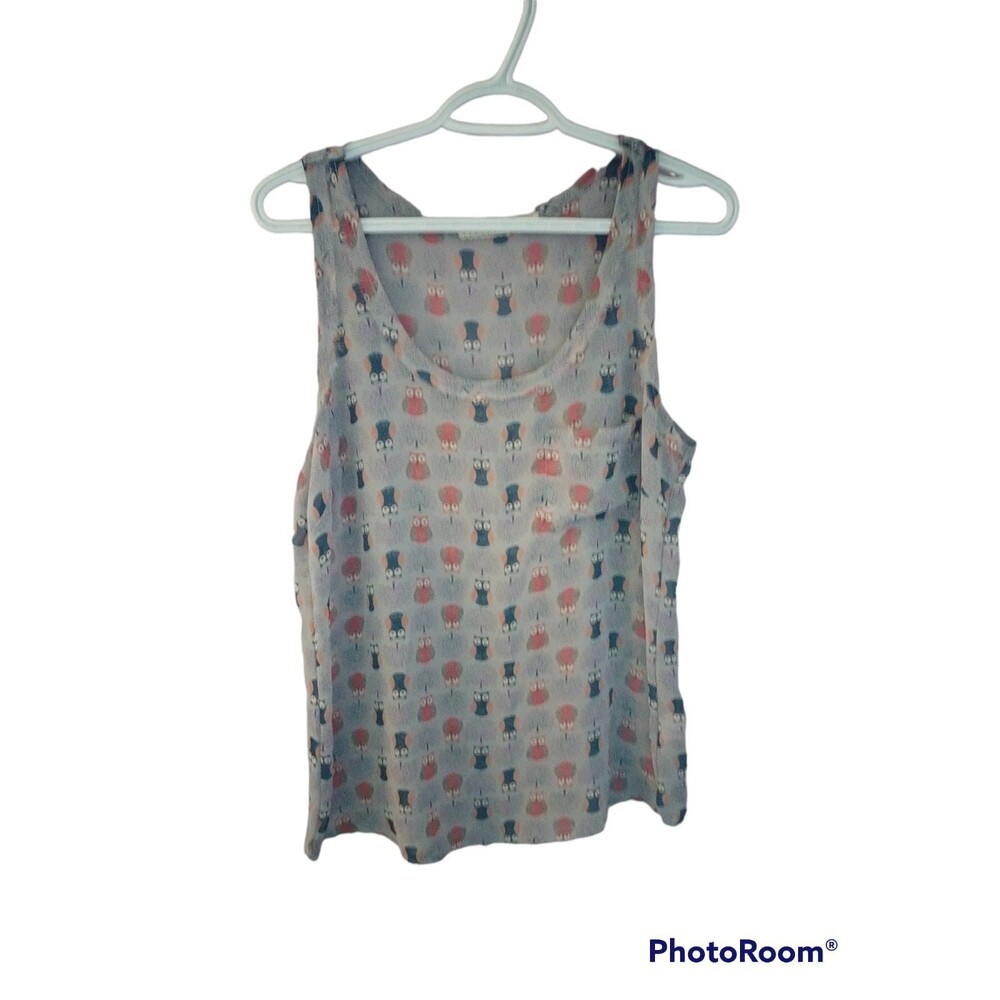 Pins and Needles Urban Outfitters Owl Print Sheer Pocketed Tank Size Medium